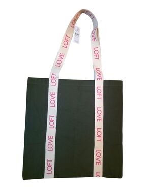 Canvas Tote Bag NWT Ann Taylor LOFT Shoulder Tote Olive Green LOVE Strap